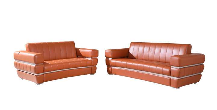 DivanItalia 904 2-Piece Sofa Set in Top-Grain Italian Leather - Camel