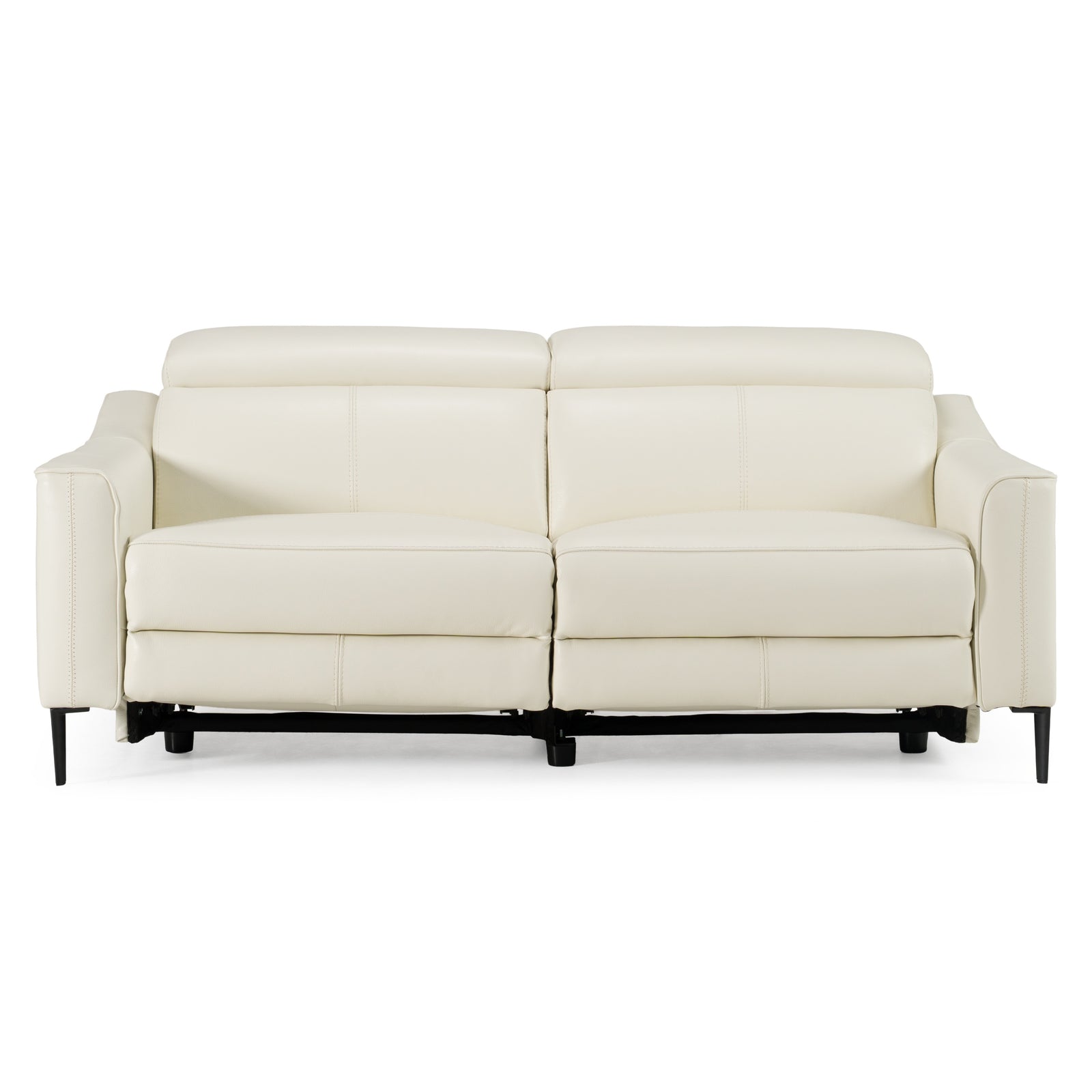 Eden - Modern White Leather Sofa With 2 Recliners