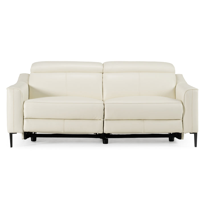 Eden - Modern White Leather Sofa With 2 Recliners