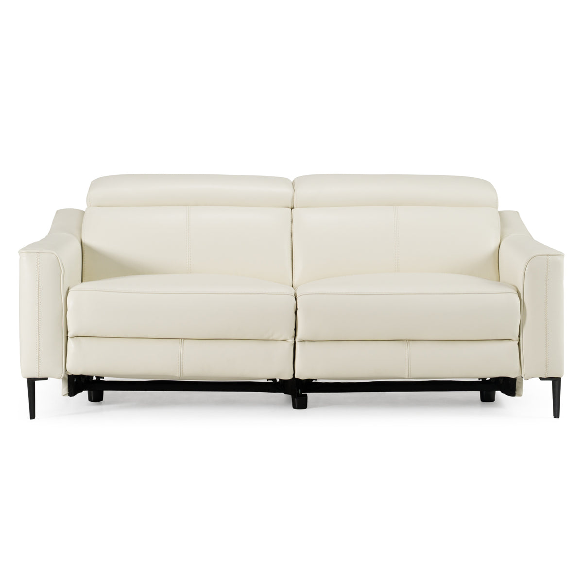 Eden - Modern White Leather Sofa With 2 Recliners