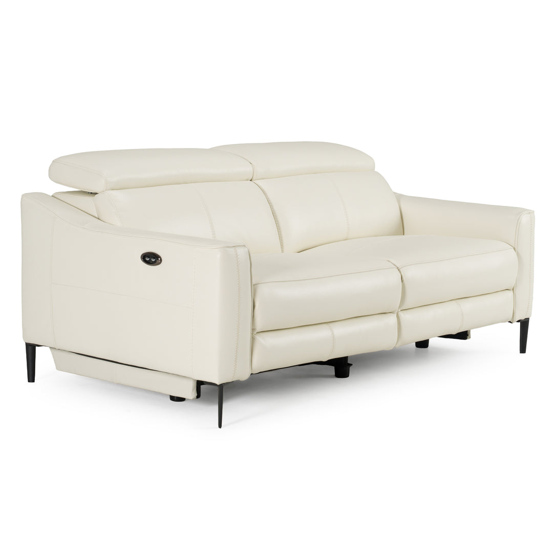 Eden - Modern White Leather Sofa With 2 Recliners