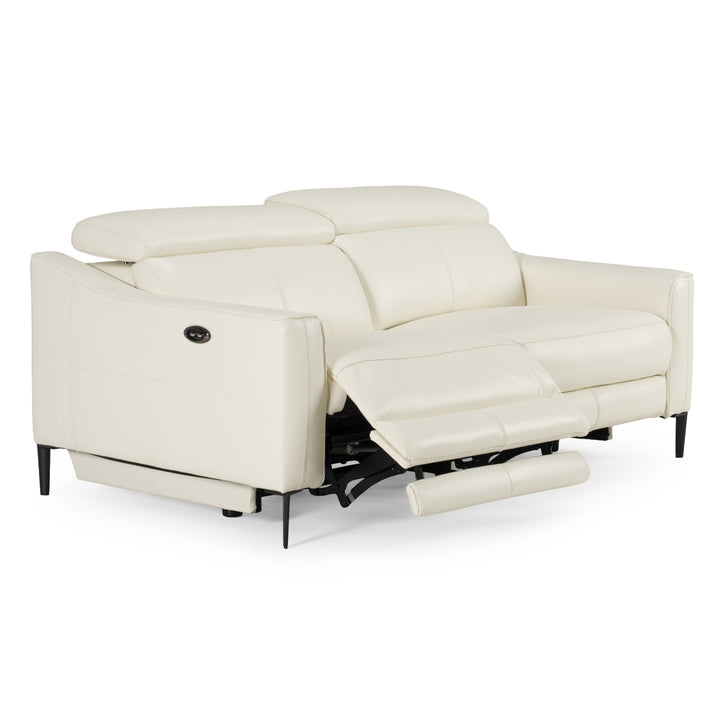 Eden - Modern White Leather Sofa With 2 Recliners