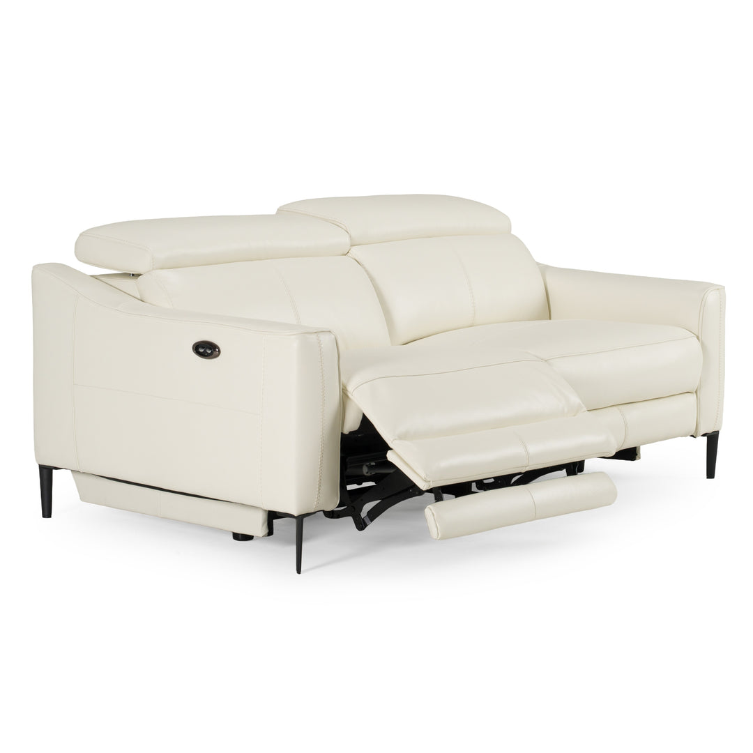 Eden - Modern White Leather Sofa With 2 Recliners