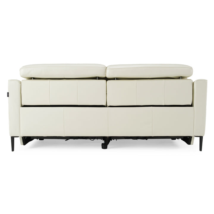 Eden - Modern White Leather Sofa With 2 Recliners