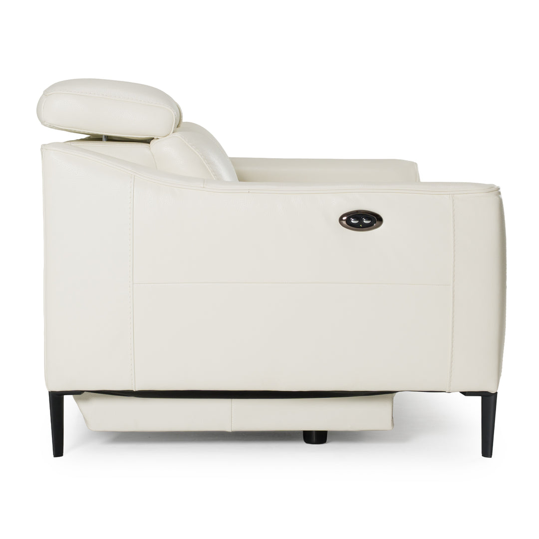 Eden - Modern White Leather Sofa With 2 Recliners