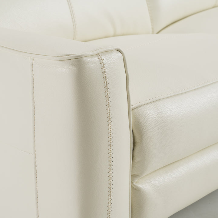 Eden - Modern White Leather Sofa With 2 Recliners