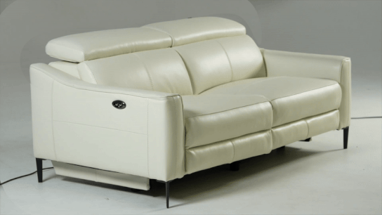 Eden - Modern White Leather Sofa With 2 Recliners