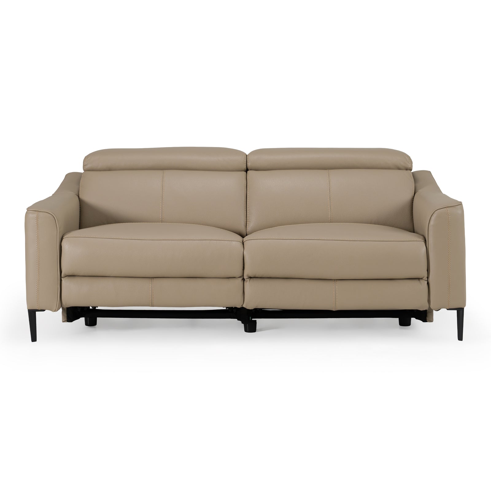 Eden - Modern Taupe Leather Sofa With 2 Recliners