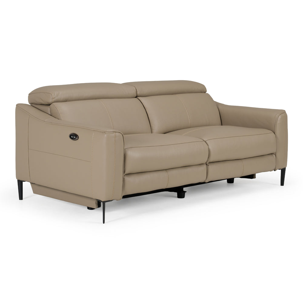 Eden - Modern Taupe Leather Sofa With 2 Recliners - View 2