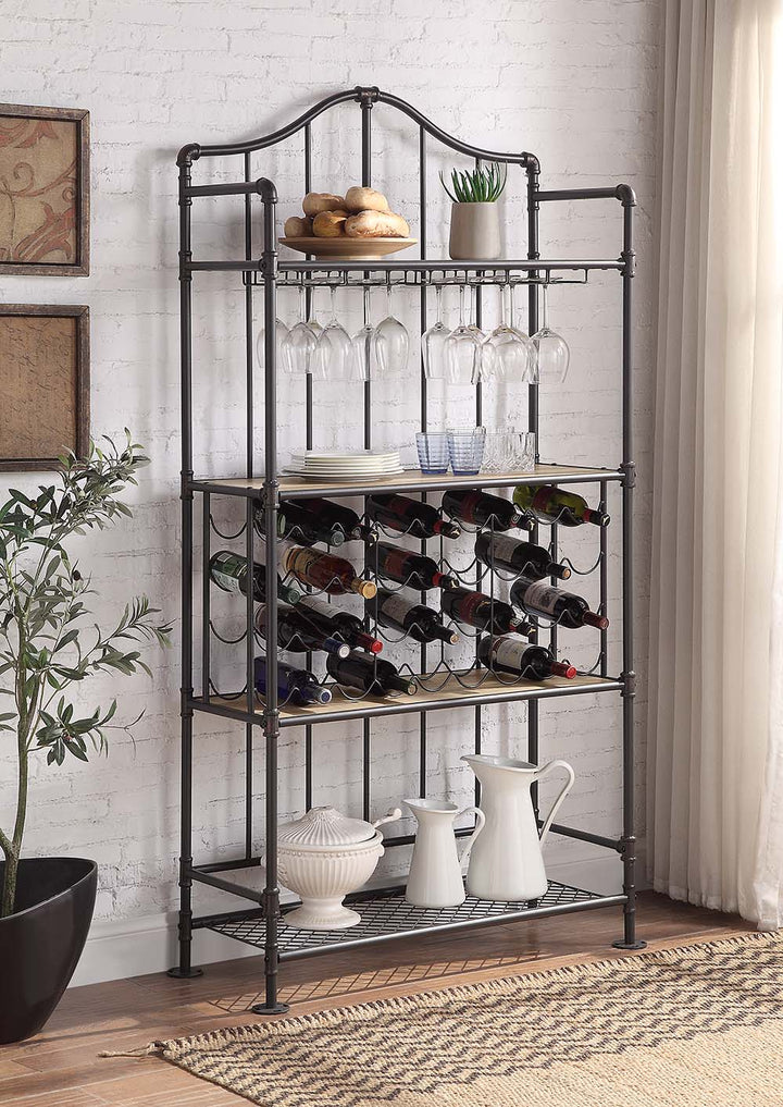 Edina Wine Rack - Oak &amp; Sandy Black