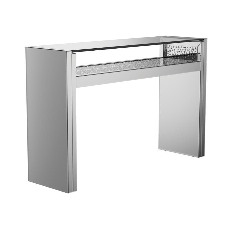 Edna - Mirrored Acrylic Console Table LED Lighting - Silver Console Table modern furniture Contempo Furniture