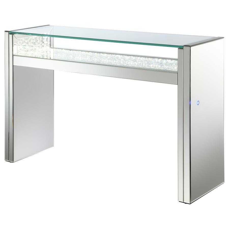 Edna - Mirrored Acrylic Console Table LED Lighting - Silver Console Table modern furniture Contempo Furniture