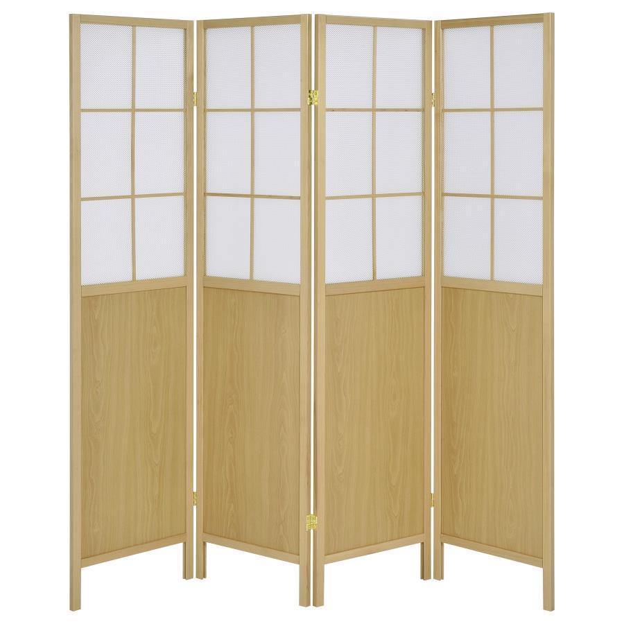 Edwards - 4 - Panel Room Divider Folding Shoji Screen - Natural Room Divider modern furniture Contempo Furniture