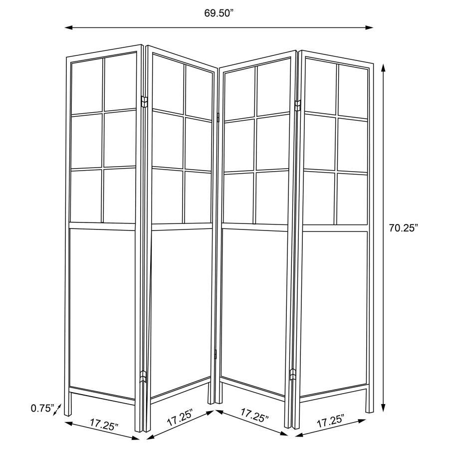 Edwards - 4 - Panel Room Divider Folding Shoji Screen - Natural Room Divider modern furniture Contempo Furniture