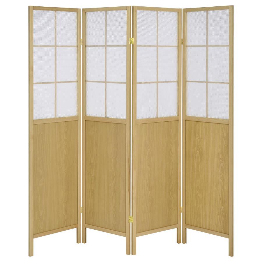 Edwards - 4 - Panel Room Divider Folding Shoji Screen - Natural Room Divider modern furniture Contempo Furniture