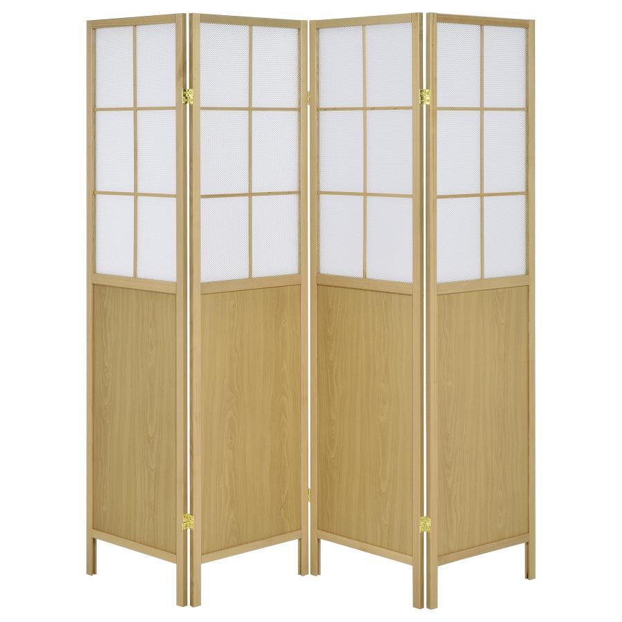 Edwards - 4 - Panel Room Divider Folding Shoji Screen - Natural Room Divider modern furniture Contempo Furniture