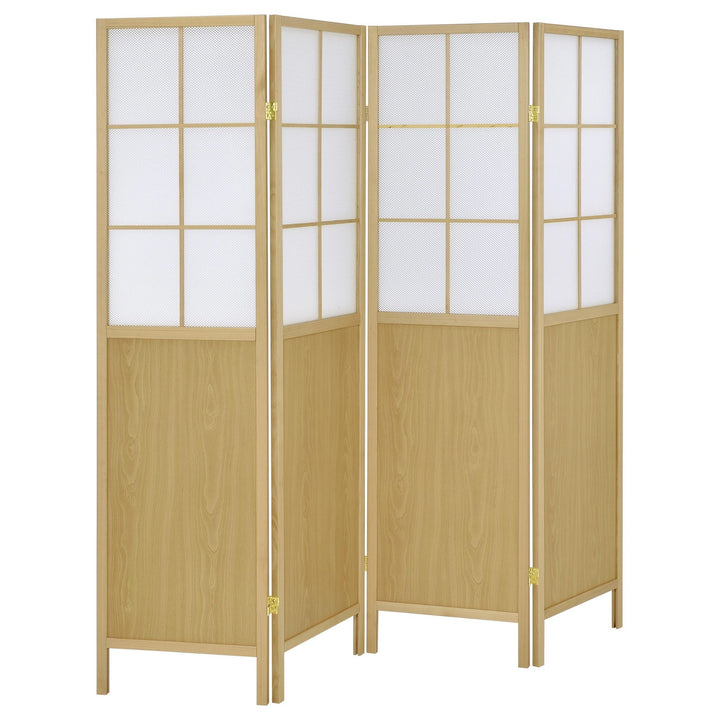 Edwards - 4 - Panel Room Divider Folding Shoji Screen - Natural Room Divider modern furniture Contempo Furniture