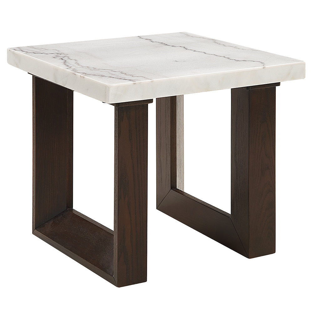 Edwyn End Table with Marble Top - Natural Marble & Espresso – view 2