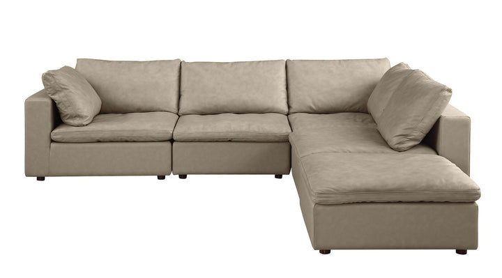 DivanItalia 1100 5-Piece Left Arm Facing 4-Seat Sectional – Top-Grain Italian Leather - Beige