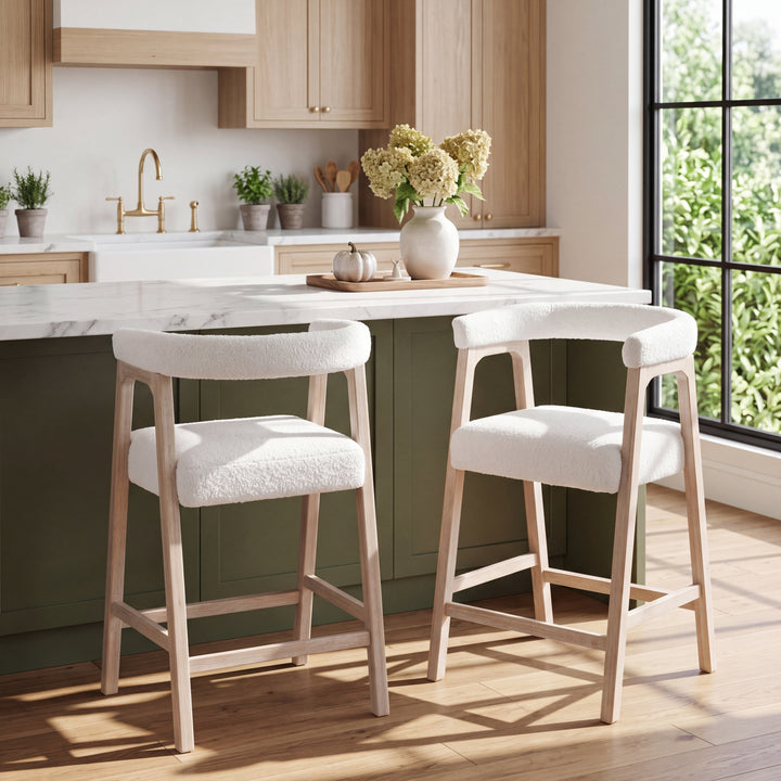 26" Rubberwood Counter Stool – Natural (Set of 2)