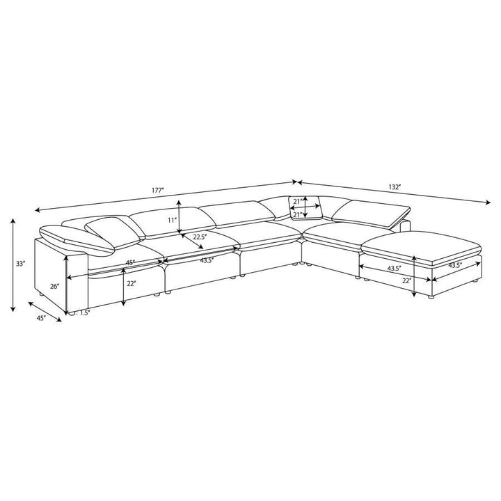 Raleigh - 6 Piece Upholstered Boucle Modular Sectional - Gray
