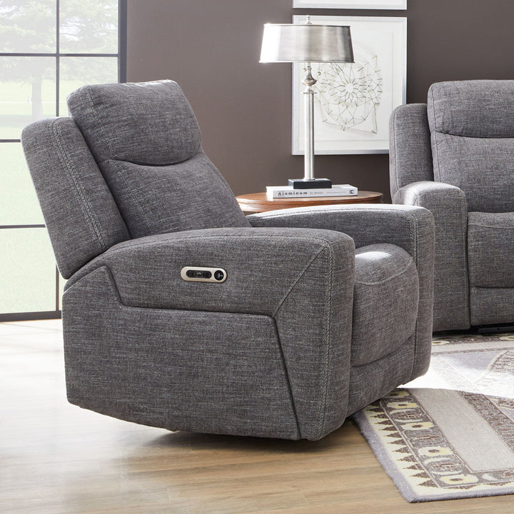 Ridge Fabric Power Recliner with Power Headrest in Granite