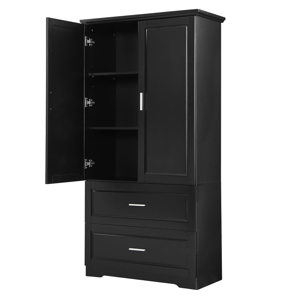 tall-bathroom-storage-cabinet-with-two-doors-and-drawers-black
