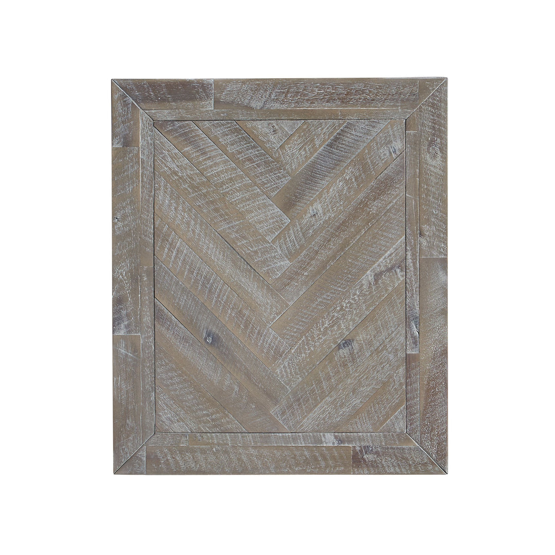 Modus Furniture 5Qs322 Herringbone Solid Wood One Drawer End Table In Rustic Latte