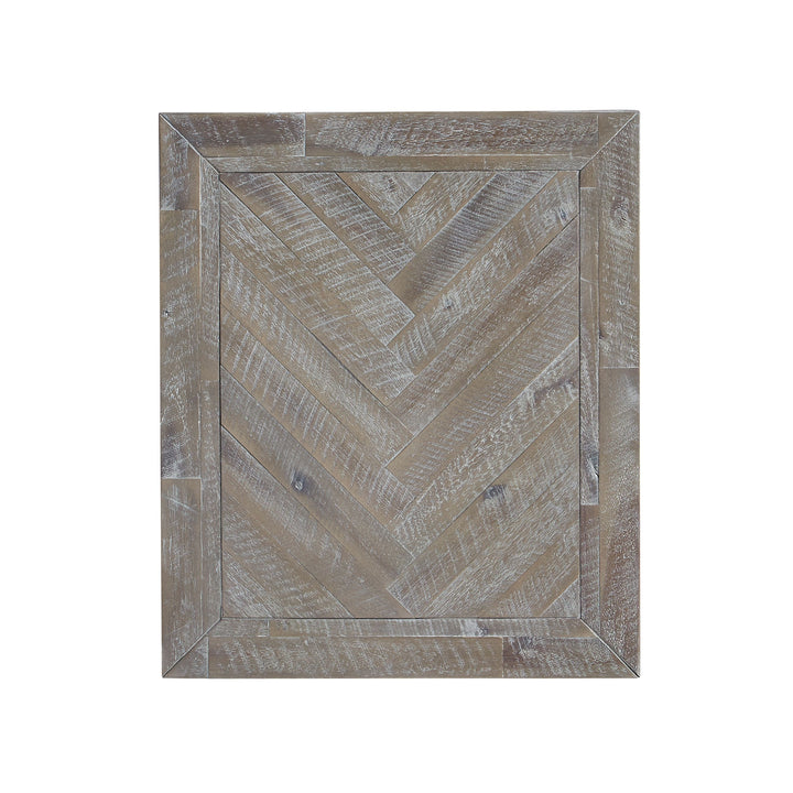 Modus Furniture 5Qs322 Herringbone Solid Wood One Drawer End Table In Rustic Latte