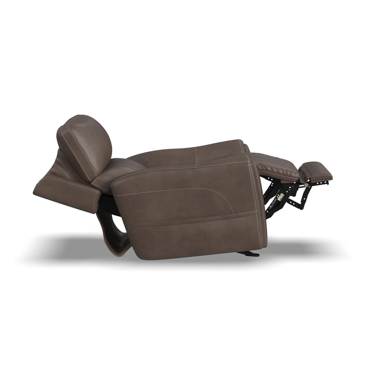 Carter Fabric Power Rocking Recliner with Power Headrest, Lumbar, Heat &amp; Massage in Cappuccino