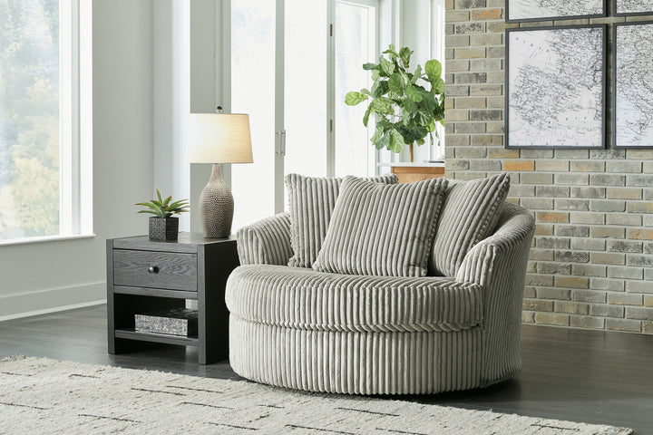 Lindyn - Oversized Swivel Accent Chair - Fog