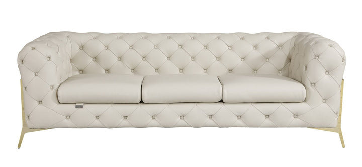 DivanItalia 970 Italian Leather Beige Sofa and Loveseat