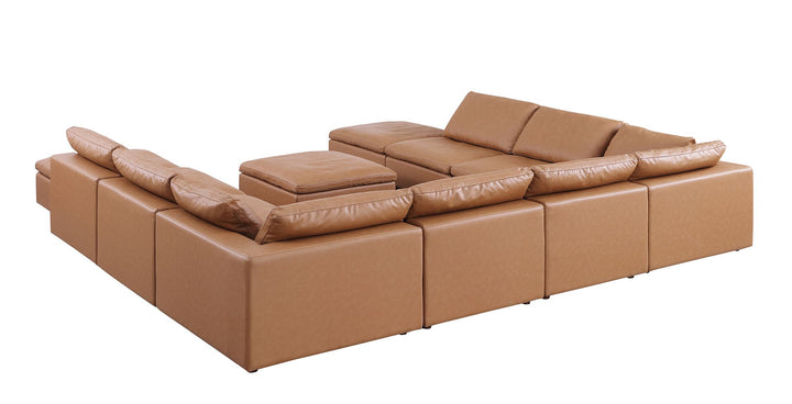 DivanItalia 1100 Top-Grain Italian Leather 11-Piece Sectional with Chaise - Cognac