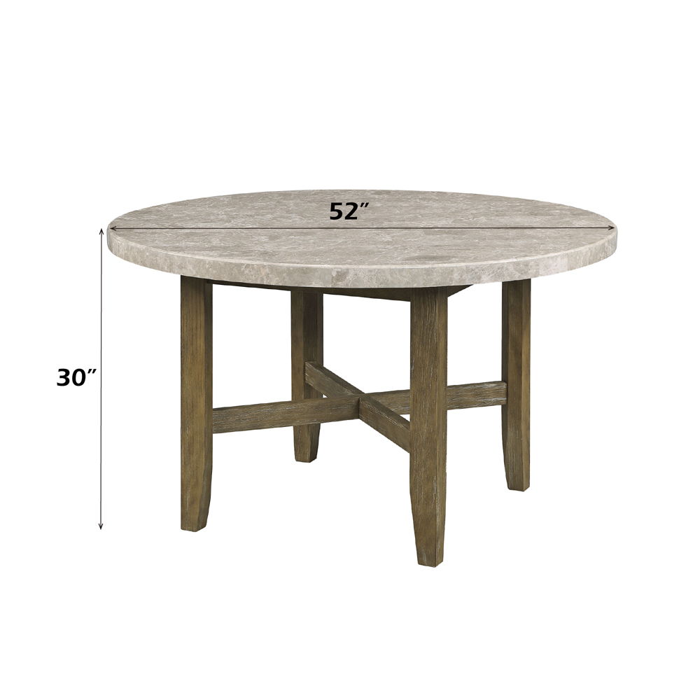 Karsen - Dining Table With Marble Top - Natural Marble Top & Rustic Oak