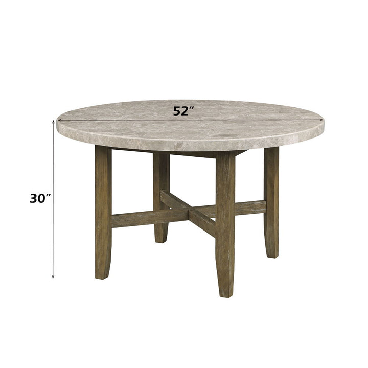 Karsen - Dining Table With Marble Top - Natural Marble Top & Rustic Oak