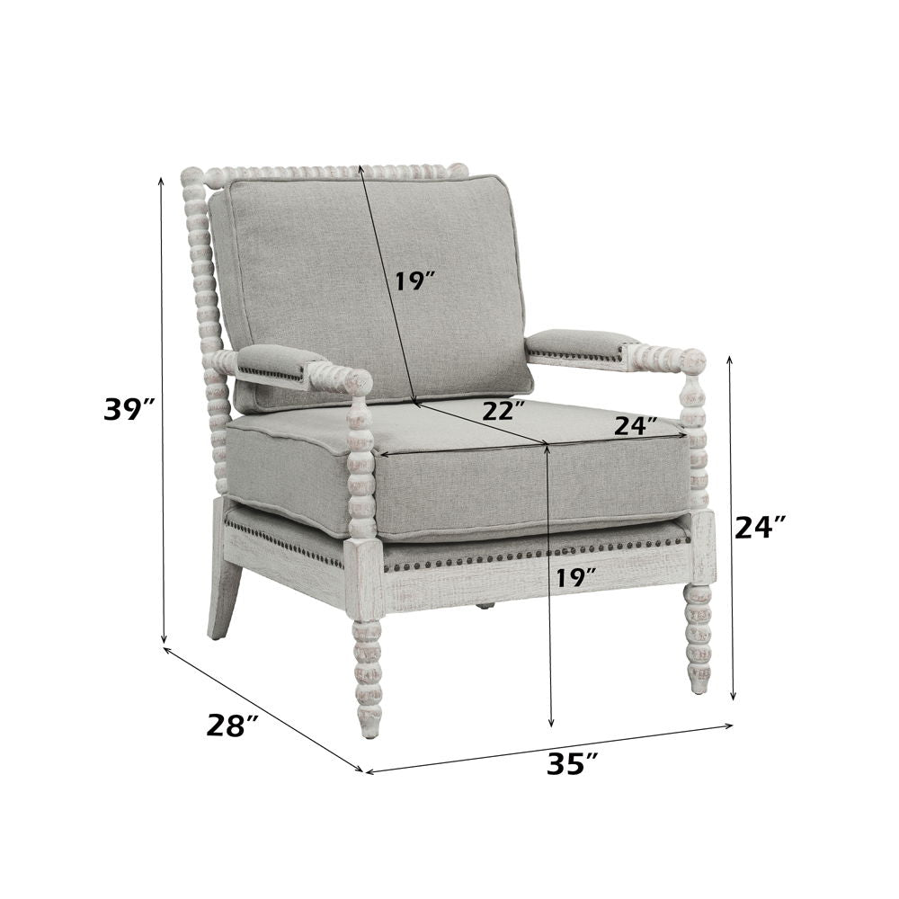 Saraid - Accent Chair - Gray Linen & Light Oak