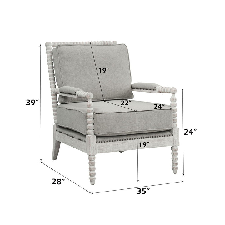 Saraid - Accent Chair - Gray Linen & Light Oak