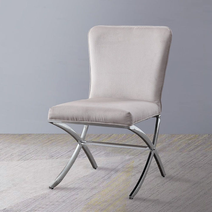 Daire - Side Chair Set of 2) - Light Gray Velvet & Chrome