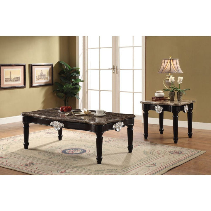 Ernestine - End Table - Marble Top & Black