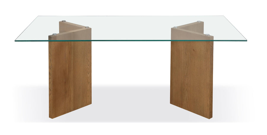 Modus Furniture Jvlh61 One Modern Coastal Glass Top Dining Table In White Oak