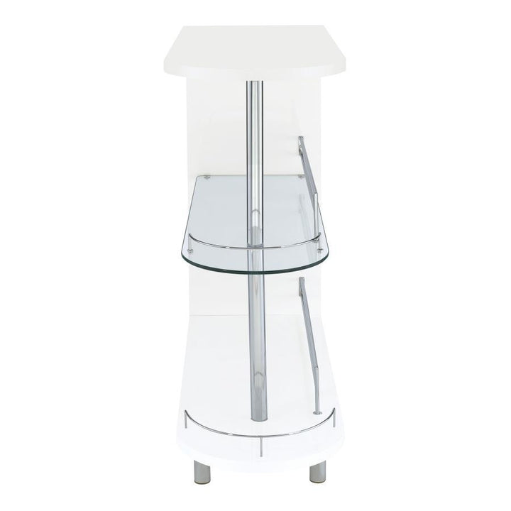 Adolfo - Rectangular 2-Tier Home Bar Table - White High Gloss