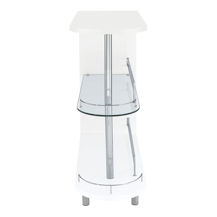 Adolfo - Rectangular 2-Tier Home Bar Table - White High Gloss