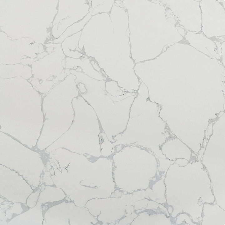 Koen - Round Dining Table, Engineering Marble Top - White & Black