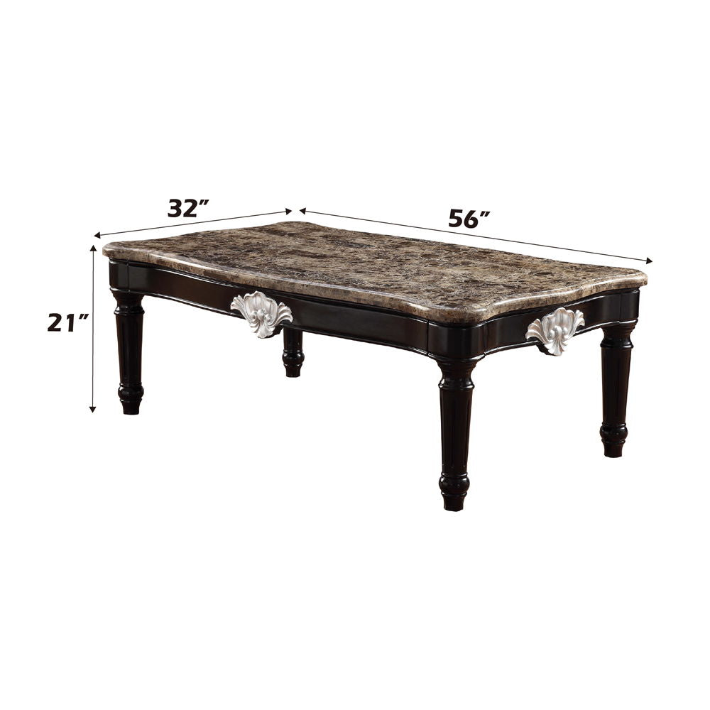 Ernestine - Coffee Table - Marble Top & Black