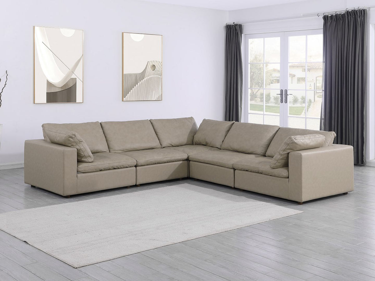DivanItalia 1100 5-Piece L-Shaped Sectional – Top-Grain Italian Leather - Beige