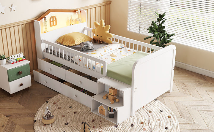 low-wooden-twin-loft-bed-with-led-lights-and-storage-drawers-white