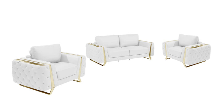 DivanItalia 1050 3-Piece Sofa Set in Top-Grain Italian Leather - White