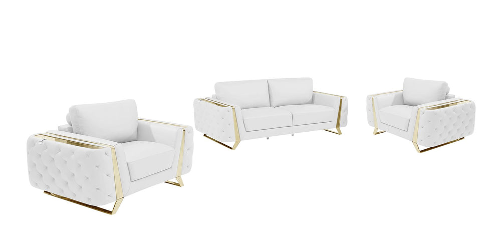 DivanItalia 1050 3-Piece Sofa Set in Top-Grain Italian Leather - White