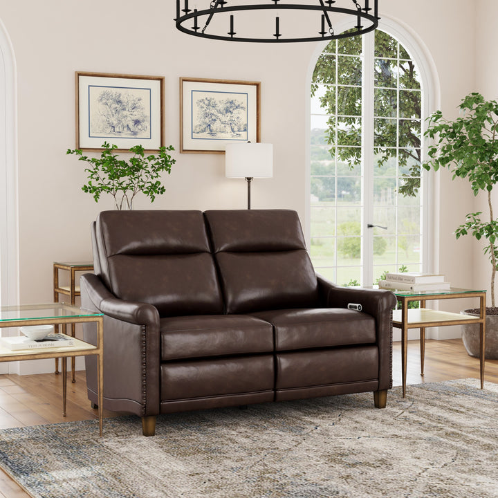 Elizabeth Leather Power Recliner with Power Headrest in Brunette