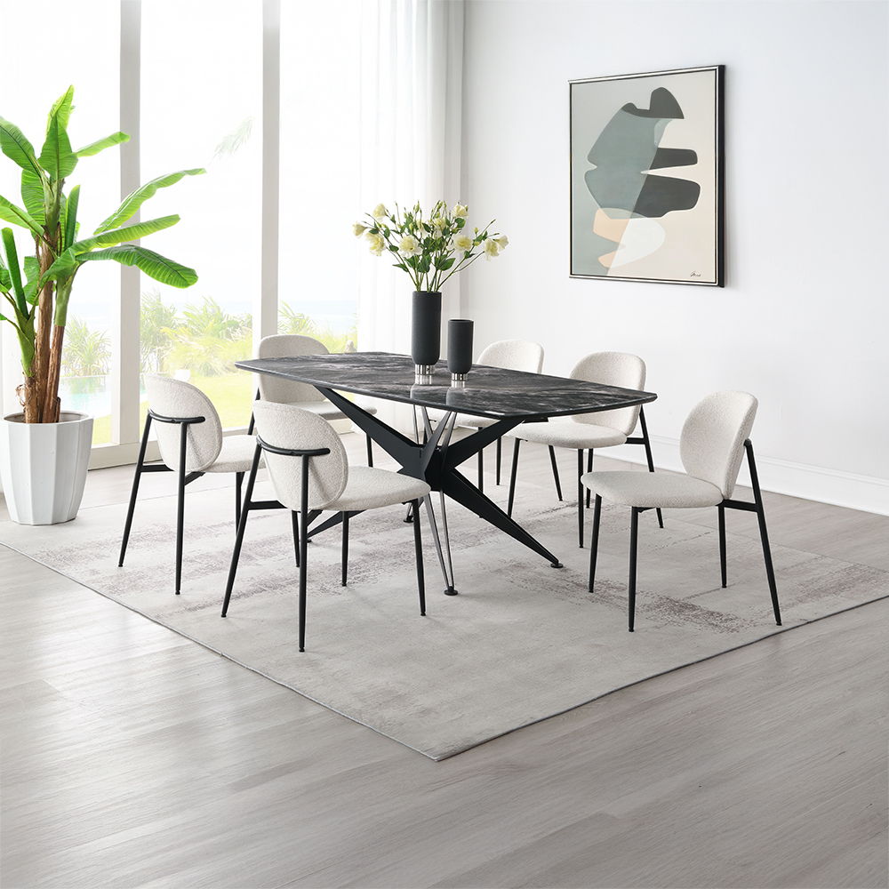 Klaus - Dining Table - Crystal Tempered Glass Top & Black Finish